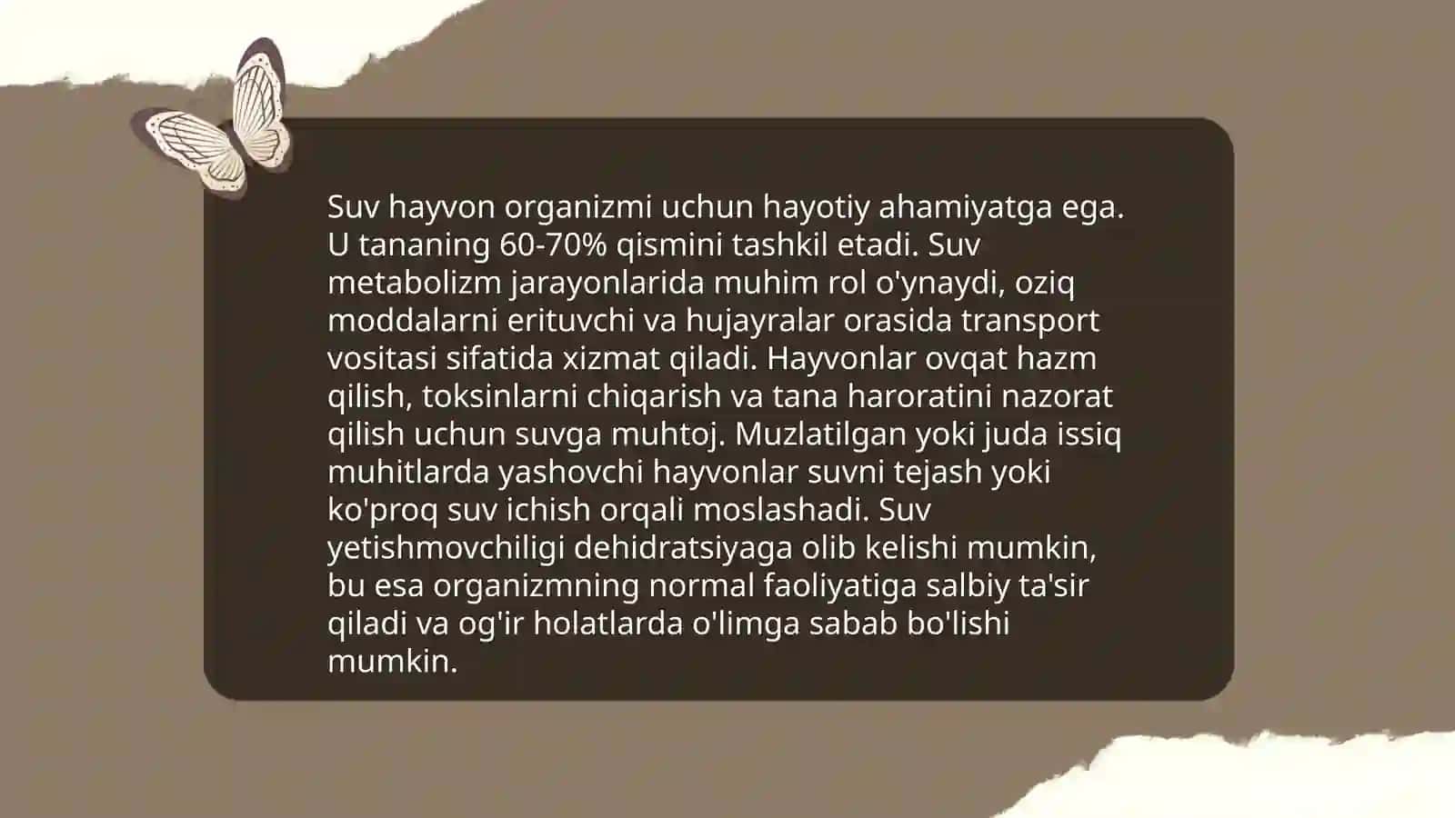 Hayvonlar organizmida suv, tuzlar va energiya muvozanati 3