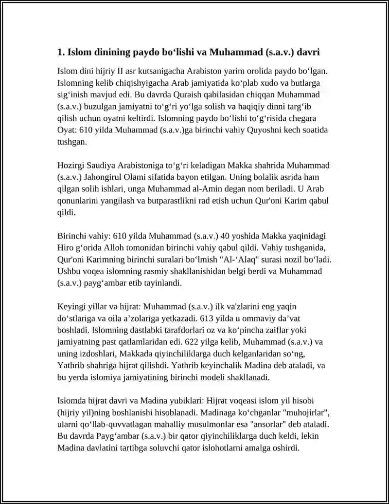 ISLOM DINI TARIXI VA MOHIYATI. ISLOM DINI MANBALARI,AQIDAVIY MAKTABLARI VA ULARNING HOZIRGI DAVRDAGI AHAMIYATI 3