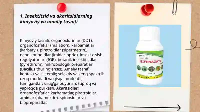 Qishloq xо‘jalik ekinlari zararkunandalariga qarshi qо‘llaniladigan insektitsid, akaritsidlar va ularning qо‘llanilishi 3