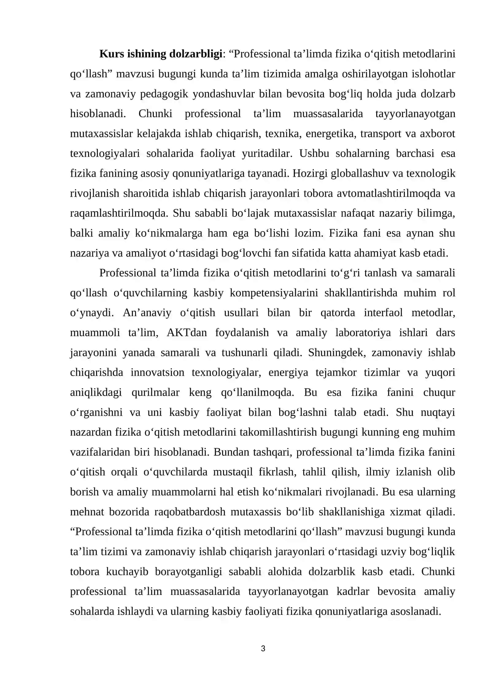 "PROFESSIONAL TA’LIMDA FIZIKA OʻQITISH METODLARINI QOʻLLASH" 3