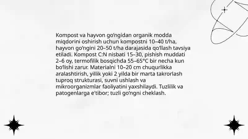 Tuproq unumdorligi va strukturasini yaxshilashga qaratilgan tadbirlar 3