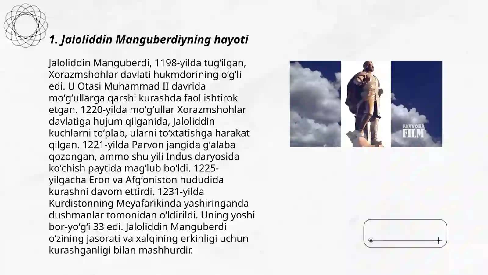 Jaloliddin Manguberdi xalqimizning milliy qaxramoni 3