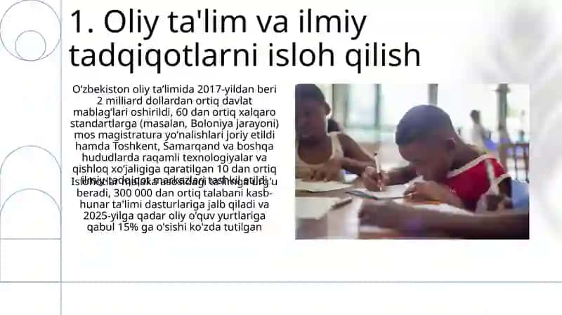 Oliy ta'lim va ilmiy tadqiqotlarni isloh qilish 3