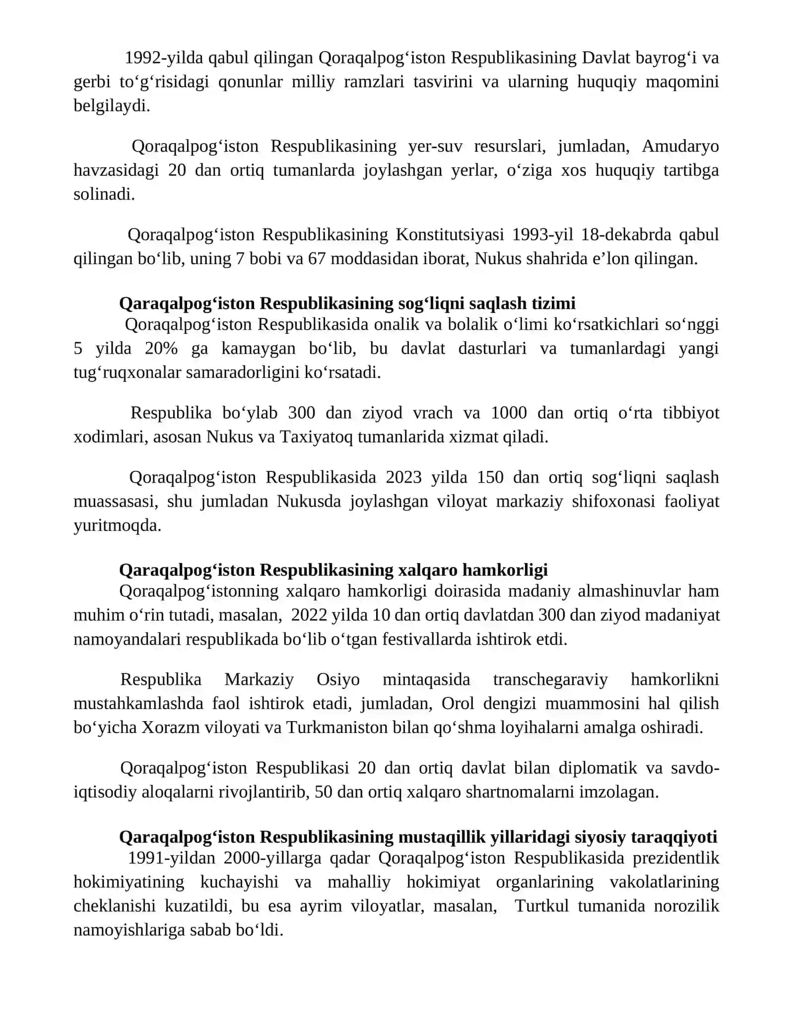 Qoraqalpogʻiston Respublikasining ijtimoiy sohasidagi oʻzgarishlar 3