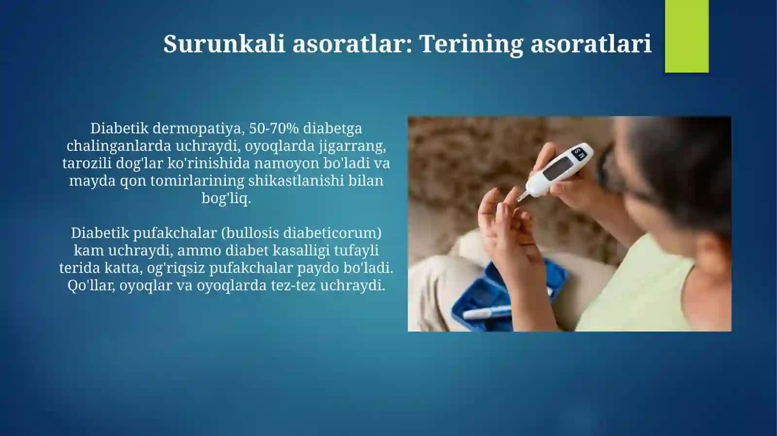 Qandli diabetning asoratlari oʻtkir va surunkali asoratlari 3