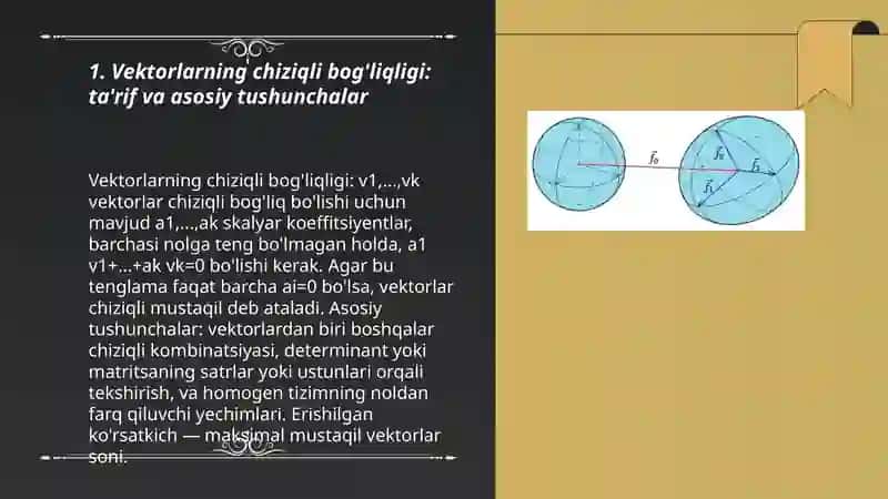 Vektorlarning chiziqli bog'liqligi 3