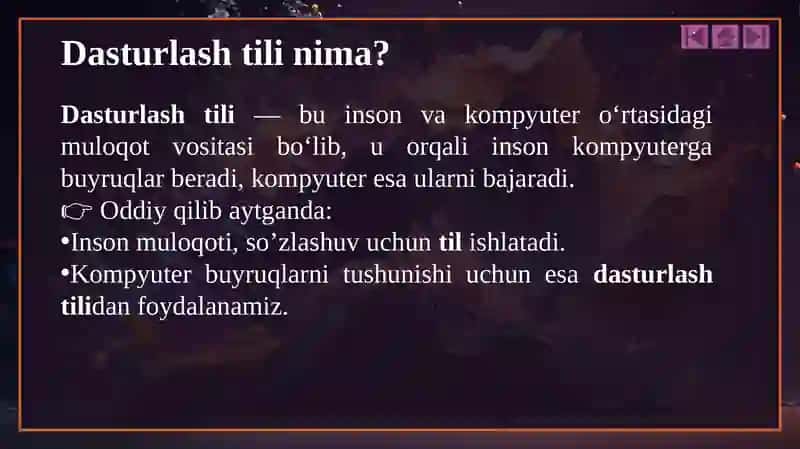 Ma‘ruza-3:Dasturlash tillarining tuzilmasi va sintaksisi 3