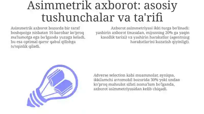 ASIMMETRIK AXBOROTLASHGAN BOZORDA MAHSULOT SIFATI NOANIQLIGI VA TAVAKKALCHILIK 3