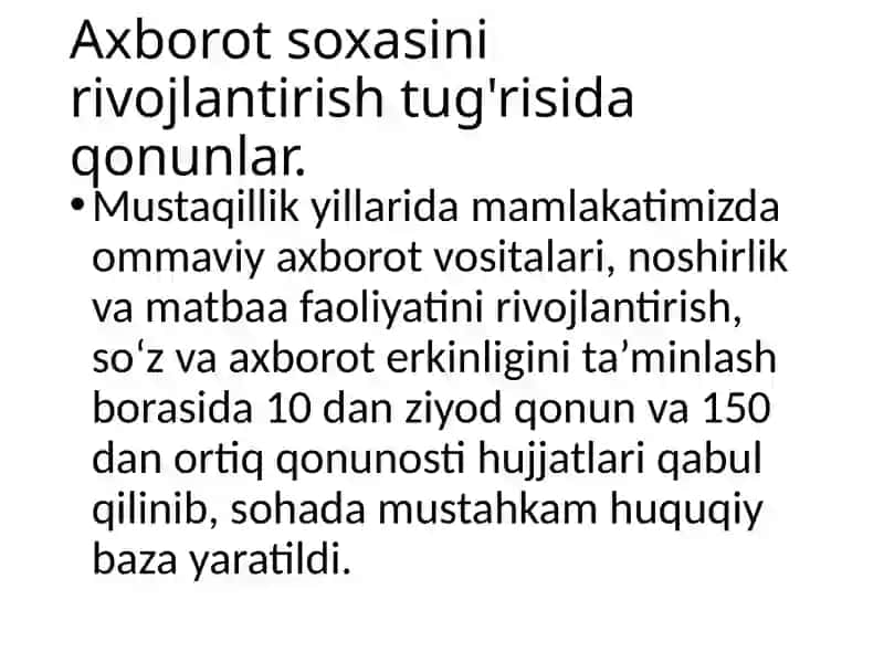 O'zbekiston axborot soxasida isloxot qilish 3