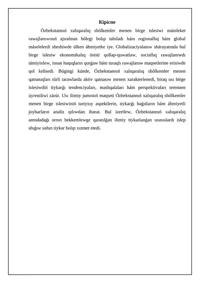 O'zbekstannin' Xalıqaralıq sho'lkemler menen birge islesiwi 3