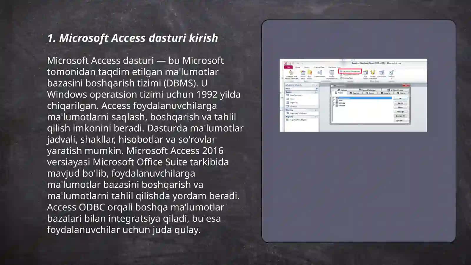 Microsoft Access ma'lumotlar bazasini yaratish 3