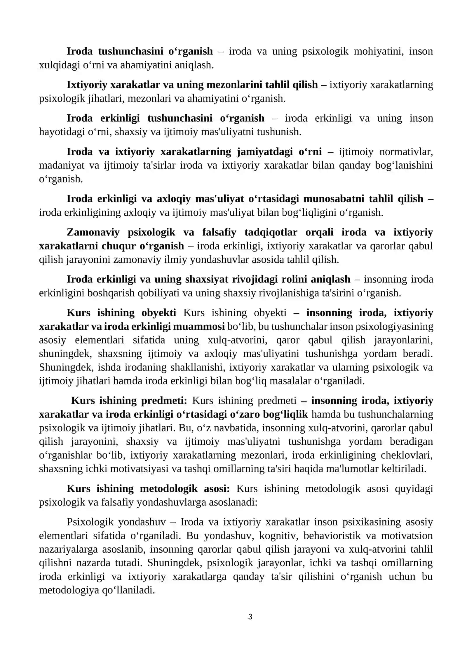 “Irodani aniqlash ixtiyoriy xarakatlar mezonlari va iroda erkinligi muammosi” 3
