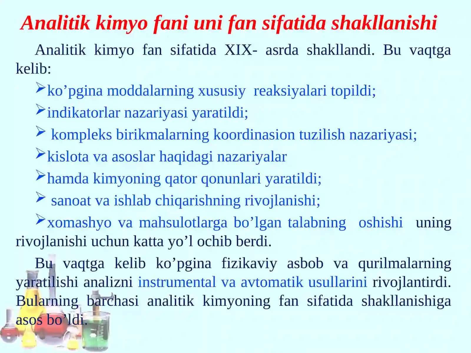 Analitikkimyo fanining asosiy vazifalari 3
