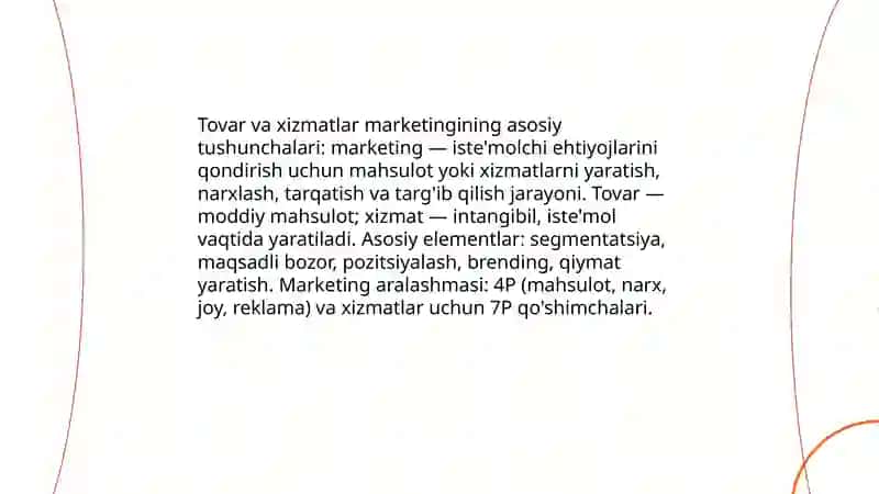 Tovar va xizmatlar marketingi 3