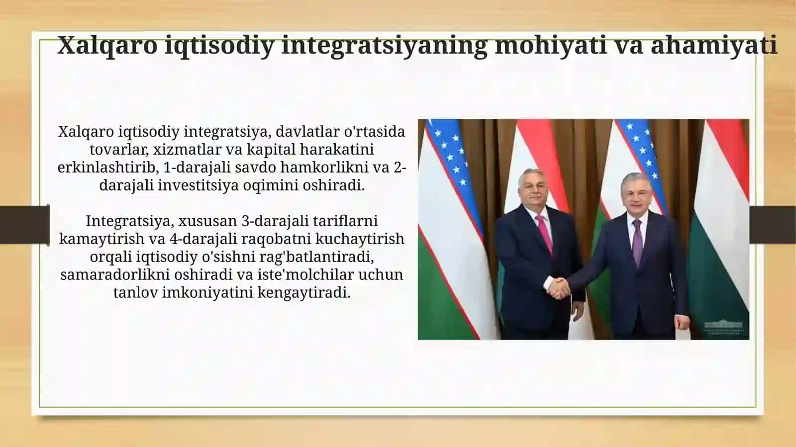 Xalqaro iqtisodiy integratsiya va Oʻzbekistonning jahon ham jamiyatiga kirib borishi 3