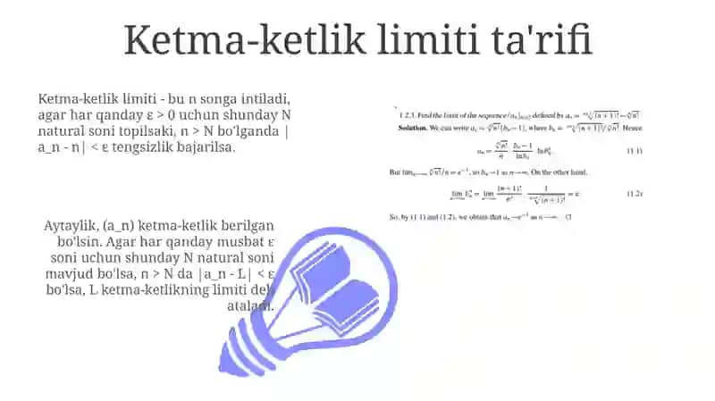 Ketma-ketliklar va Funksiya Limitlari: Asosiy Tushunchalar 3