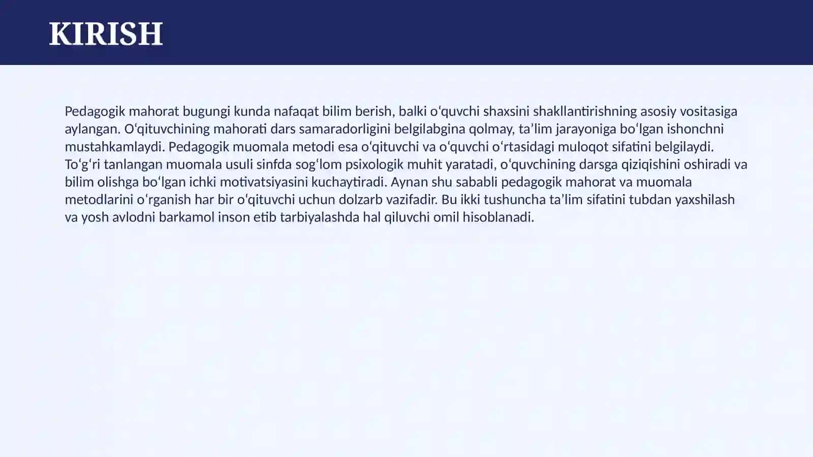 PEDAGOGIK MAHORAT VA PEDAGOGIK MUOMALA METODI 3