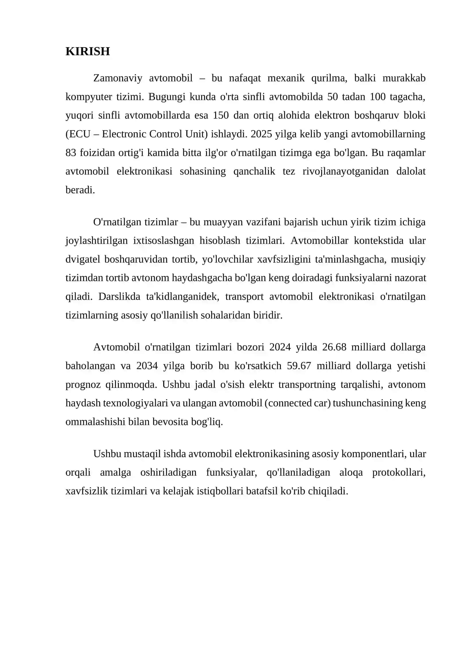 Avtomobil elektronikasi va o'rnatilgan tizimlar 3