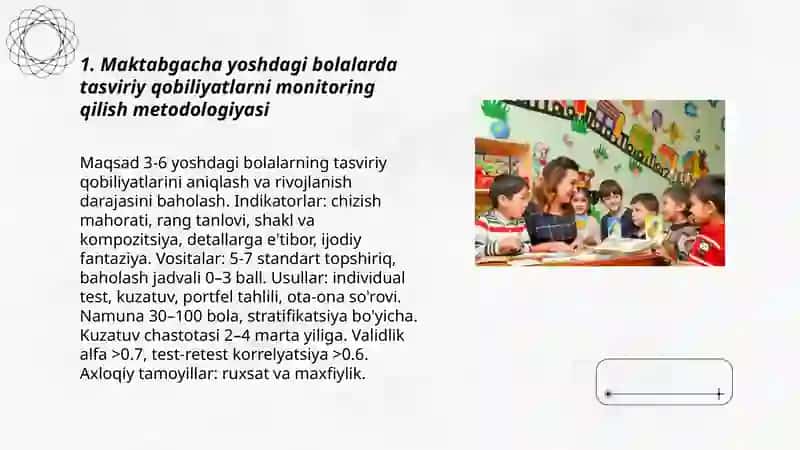 Maktabgacha yoshdagi bolalarning tasviriy qobiliyatlari va ijodkorligni monitoring qilish hamda rivojlanganlik darajasini aniqlash 3