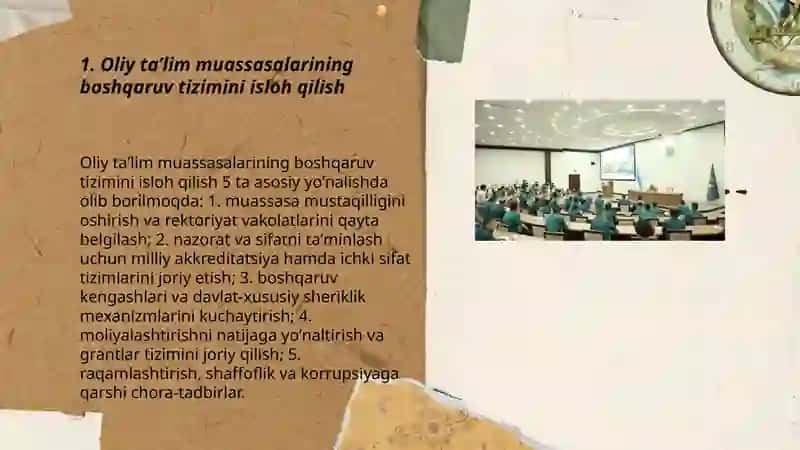 Yangi Oʻzbekistonda oliy taʼlim va ilm fan sohasidagi islohotlar 3