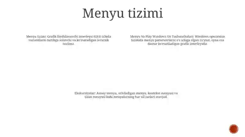 Menyu Va Oyna Tushunchalari 3
