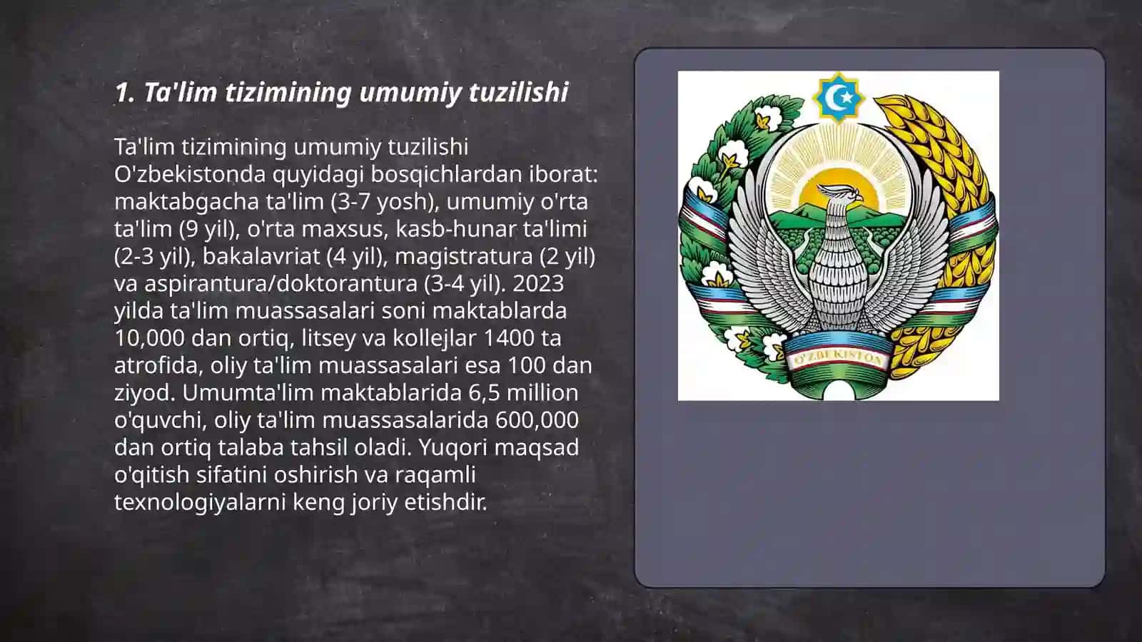 Taʼlim toʻgʻrisidagi qonun tuzilishi va umumiy mohiyati 3