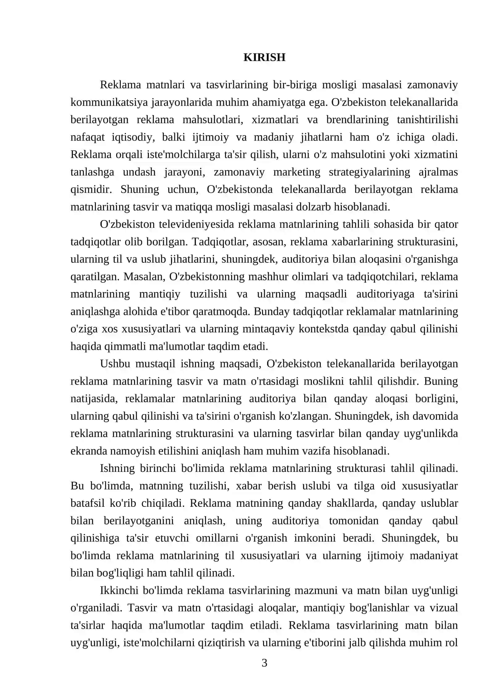 O'zbekiston telekanallarida berilayotgan reklamalar matining tasvir va matiqqa mosligi tahlil qilish 3