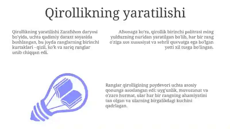 Ranglar saltanati mavzusida ertak sifat slayd tayyorlash kerak 3