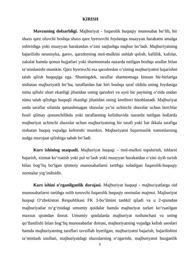 Majburiyatlarni bajarilishini ta'minlash  KURS ISHI 3