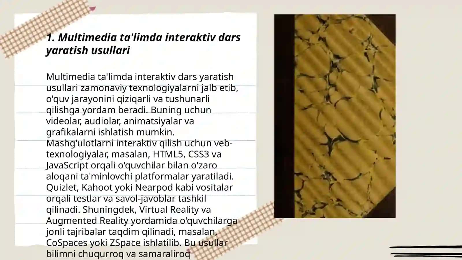 Multimediali ta'limni amaliyotga tatbiq joriy etish usullari va xususiyatlari 3