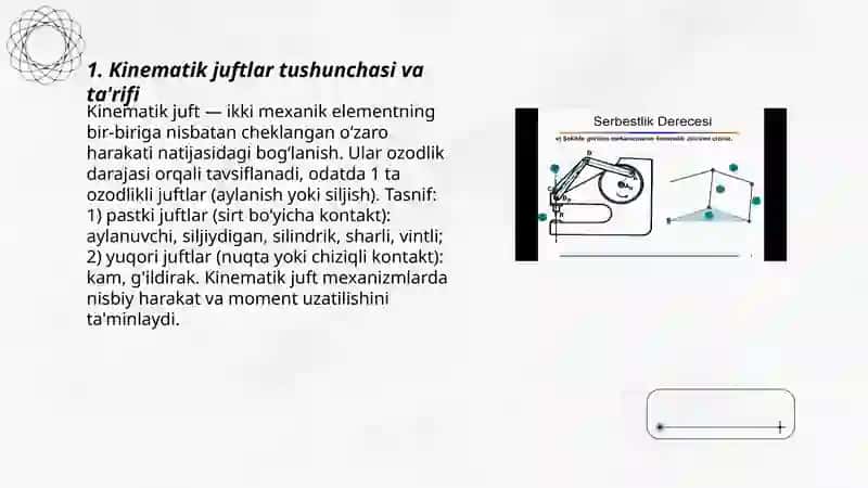 Kinematik juftlar sinfini o'rganish 3