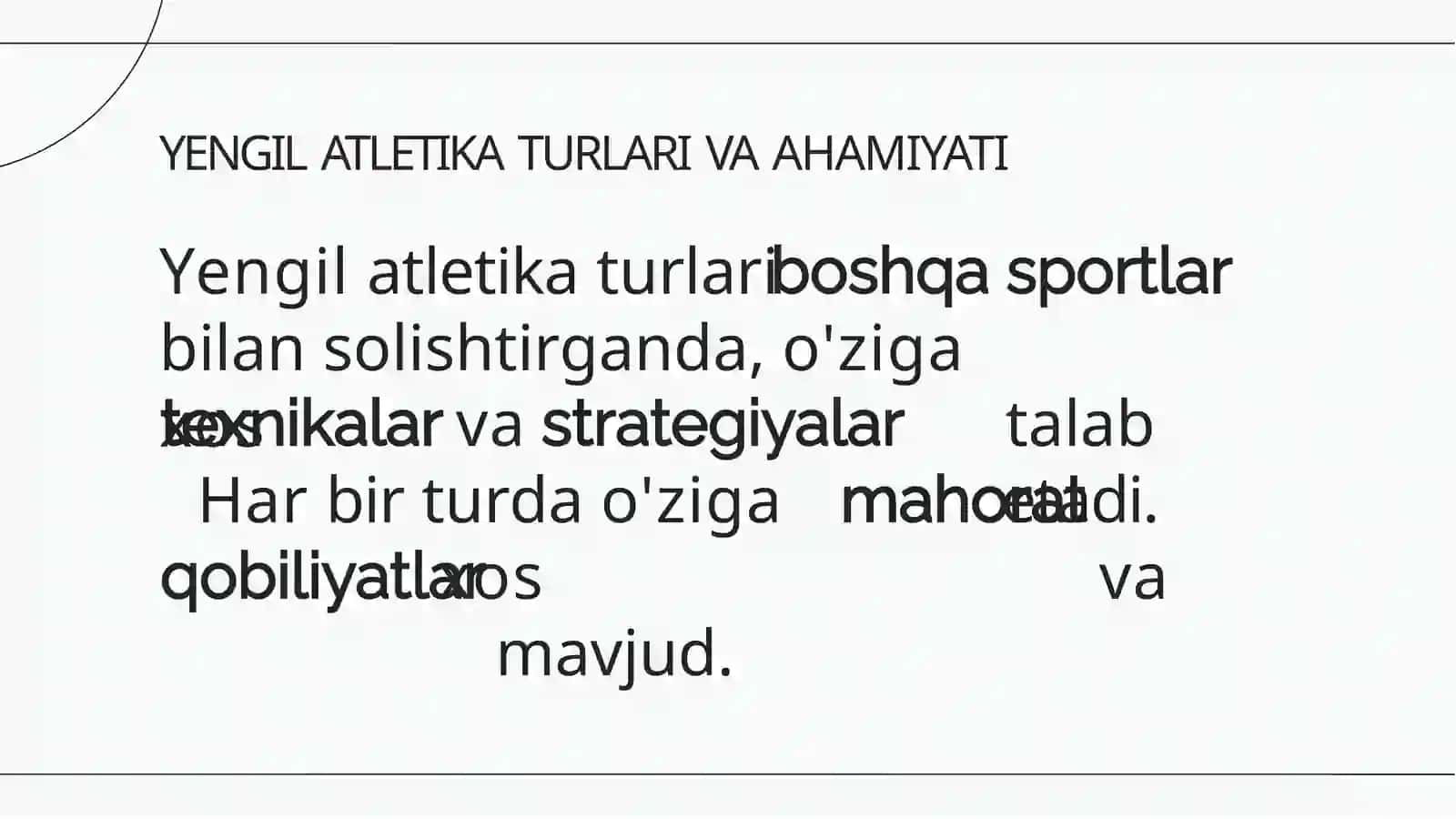 Yengil atletika turlari texnikasini o‘rgatish 3