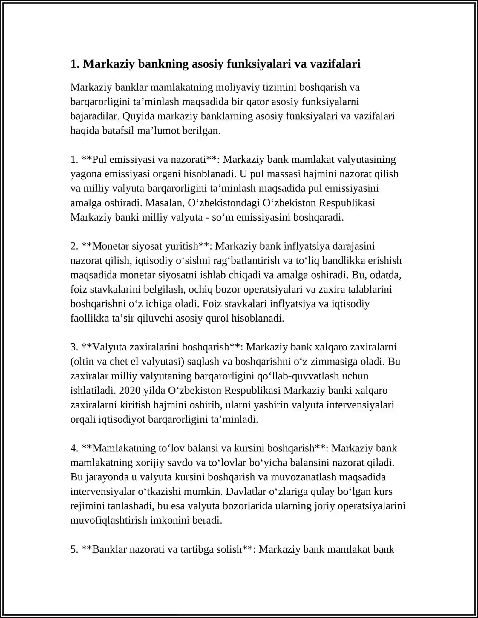 MARKAZIY BANKLARNING GLOBAL IQTISODIYOTDAGI ROLI 3