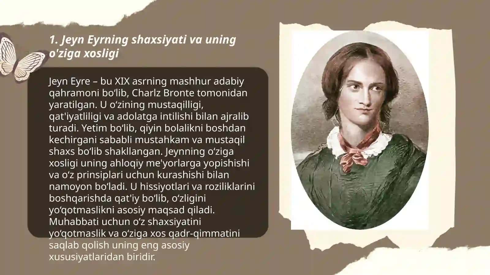 Sharlotta Brontening Jeyn Eyr romani asosida berilgan mezonlar asosida tahlil qilish 3