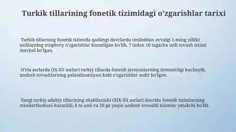 Turkik tillarning fonetik tizimidagi o'zgarishlar 3
