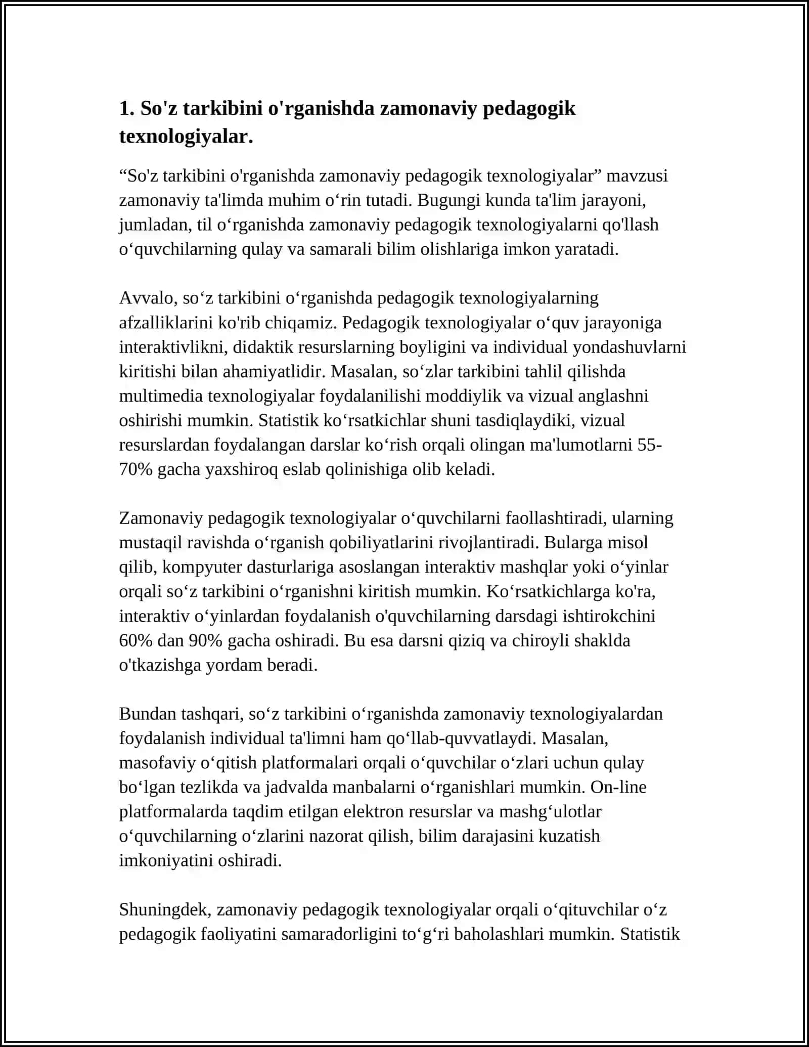 SO'Z TARKIBINI O'RGANISHDA PEDAGOGIK TEXNOLOGIYALARNI QO'LLASH 3