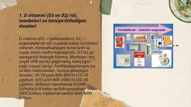 Vitaminlar. Osteoporozni davolash vositalari 3