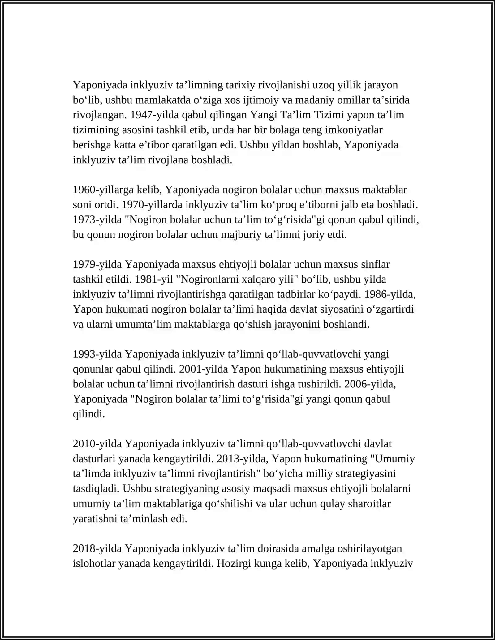 YAPONIYADA INKLYUZIV TAʼLIM TIZIMINI OʻRGANISH 3