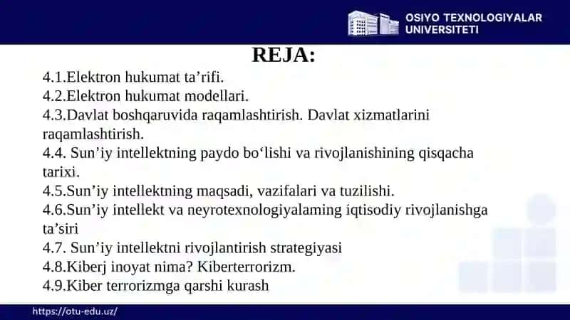 Elektron hukumat.O‘zbekistoniqtisodiyrivojlanishiningyangimodelidasun’iyintellekt.Kiberxavfsizlik 3