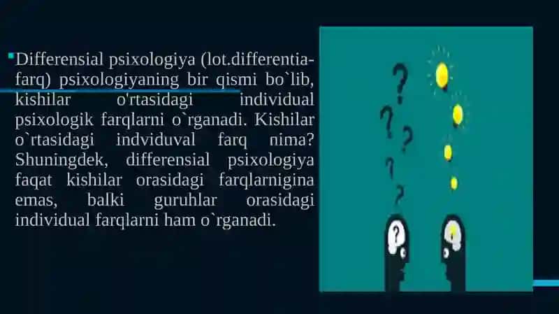 Rivojlanish psixologiyasi va differensial psixologiya fanidan Mustaqilish 3