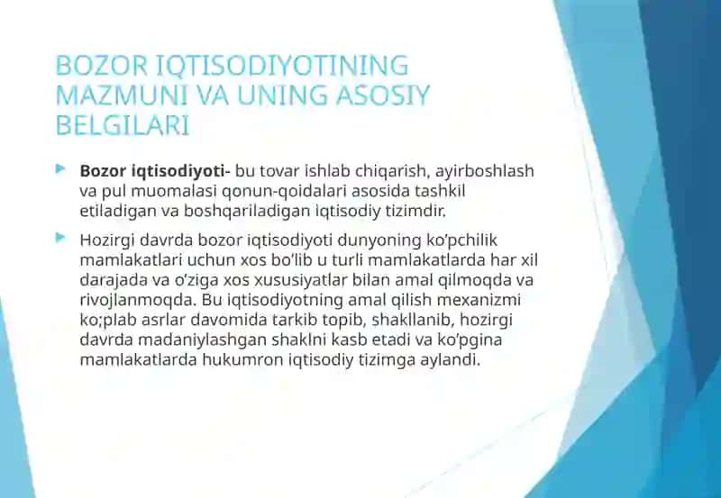 BOZOR IQTISODIYOTIGA O‘TISH DAVRI VA UNING O‘ZBEKISTONDAGI XUSUSIYATLARI 3