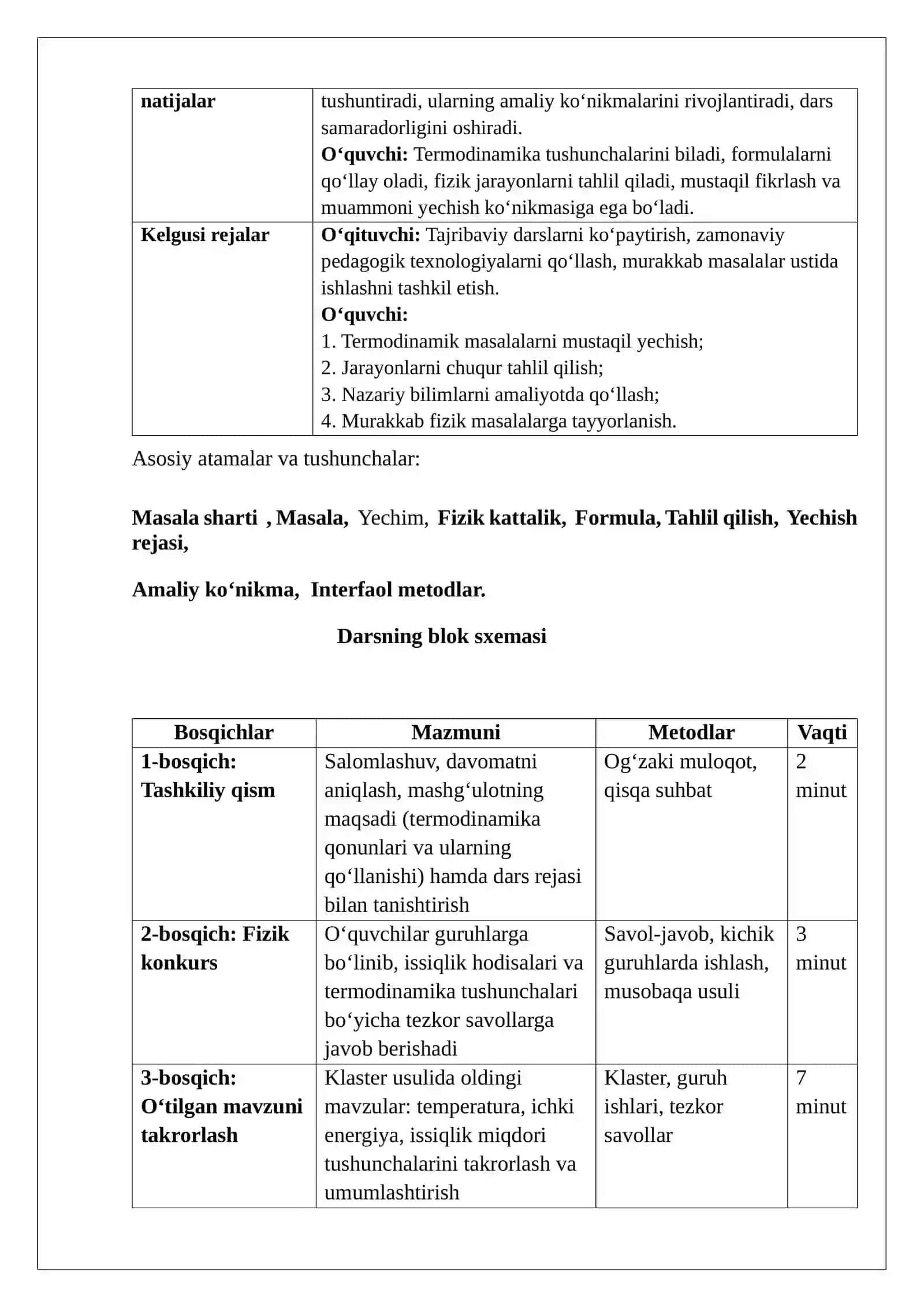 Termodinamika elementlarini o‘qitish metodikasi 3