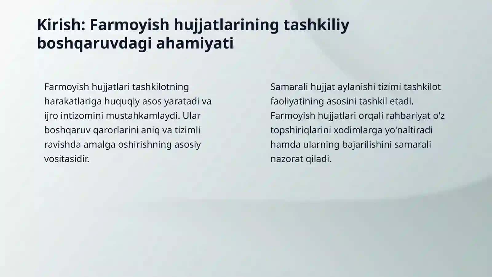 Farmoyish hujjatlari tayyorlash, buyruq, buyruqdan ko'chirma, ko'rsatma, farmoyish 3