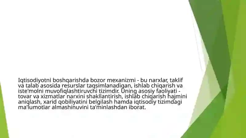 Iqtisodiyotni boshqarishning bozor mexanizmi, uning faoliyat sohasi 2 3