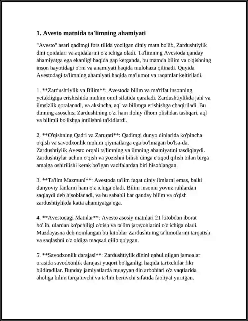 "AVESTO"DA TA'LIM TARBIYA OID FIKRLAR 3