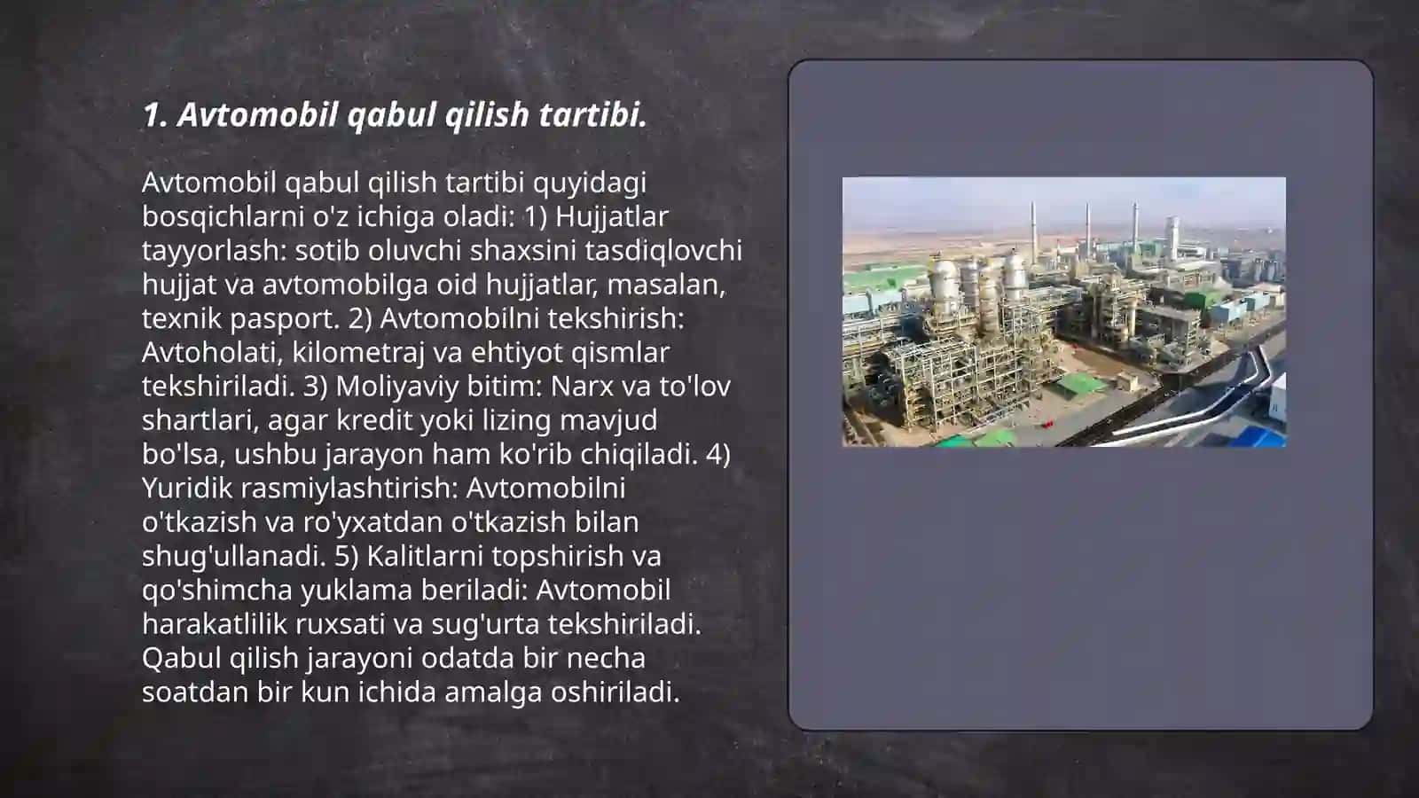 Avtomobil texnikalarini zavodga qabul qilish zavodda ishlab chiqiladigan hujjatlar 3