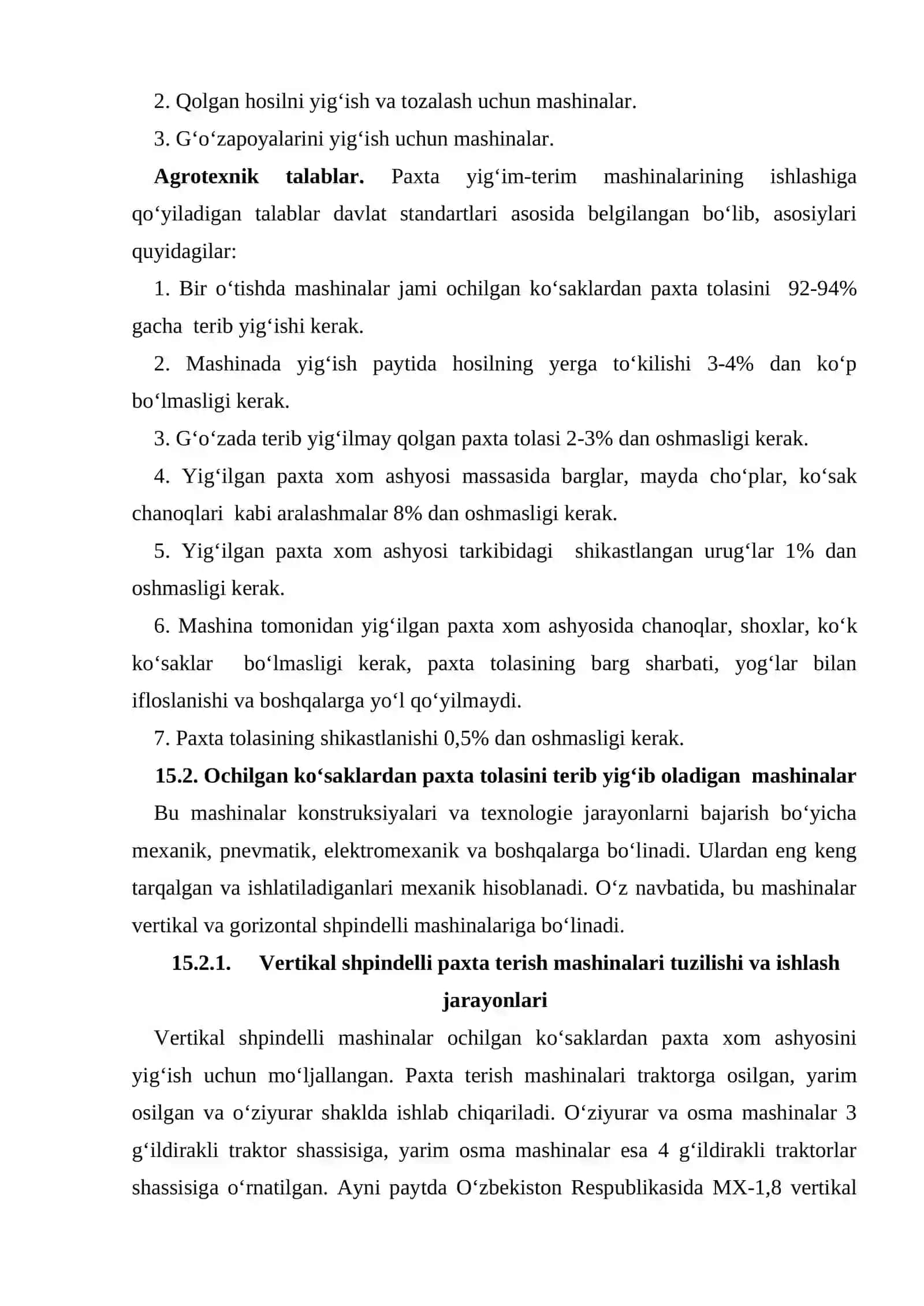 Paxta terish mashinalarini takomillashtirish 3