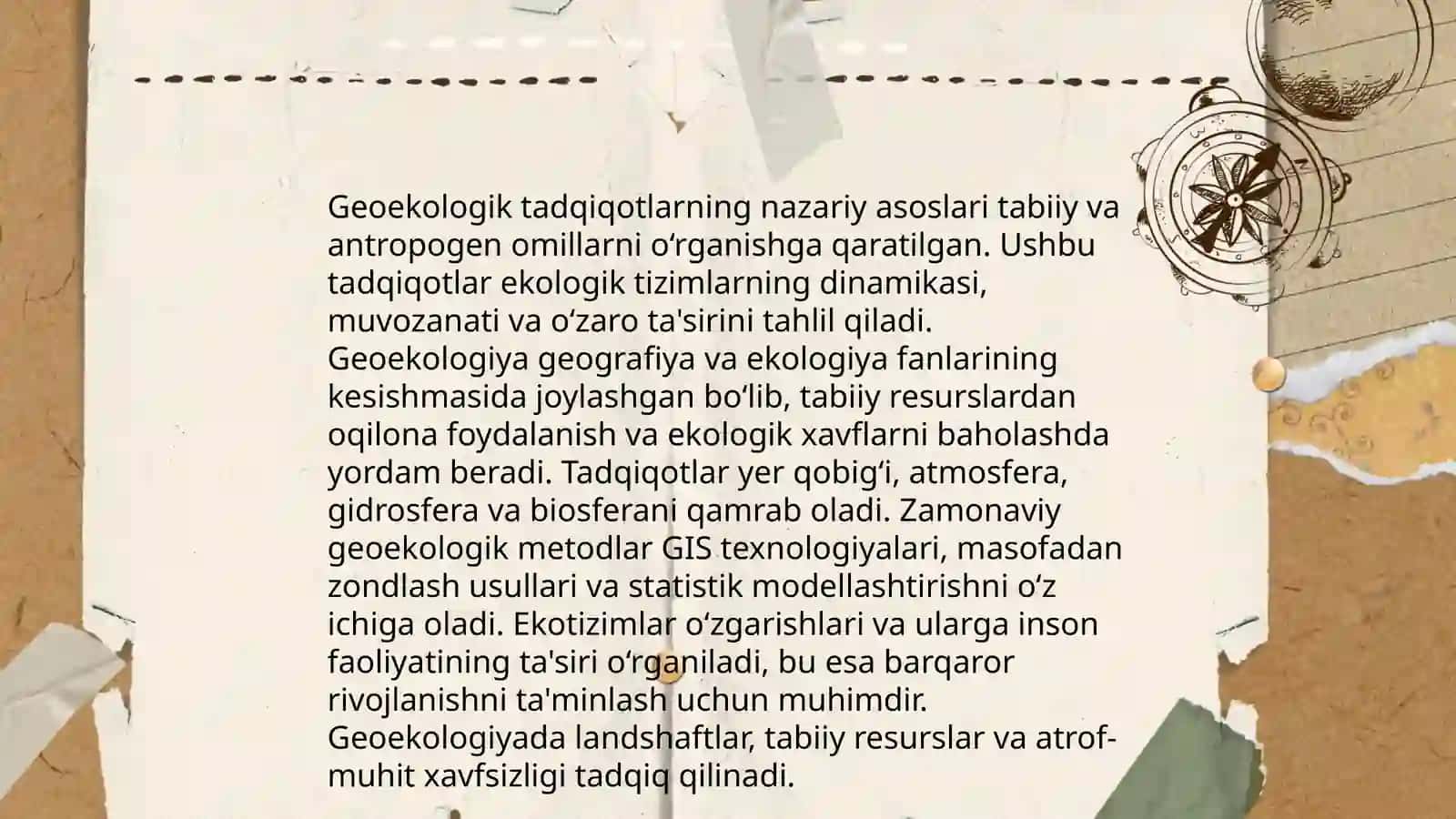 Geoekologik tadqiqot metodlarini o`rganish 3