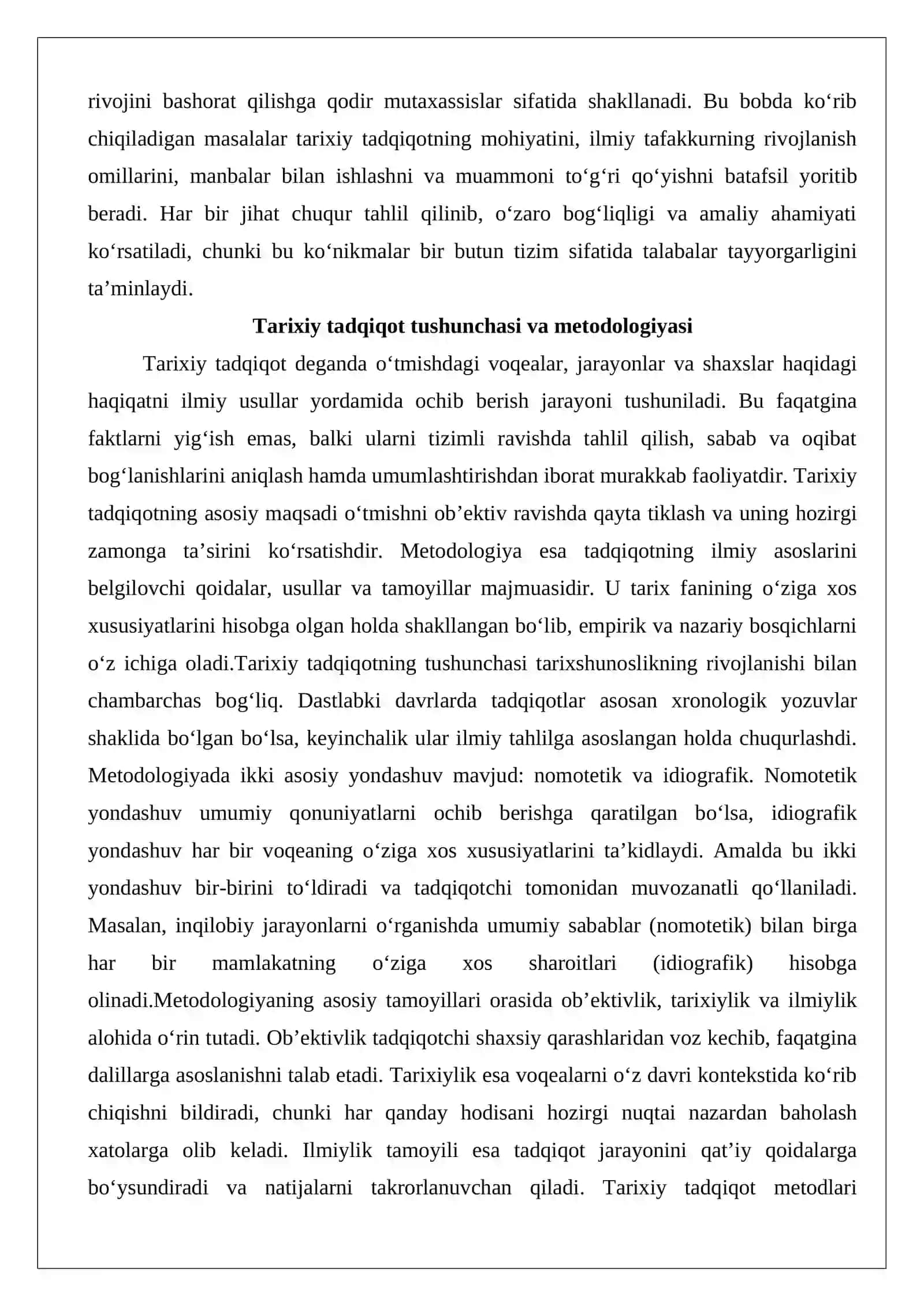 Tarixiy tadqiqot olib borish ko‘nikmalarini shakllantirish: magistrlik dissertatsiyasini yozish va rasmiylashtirish 3