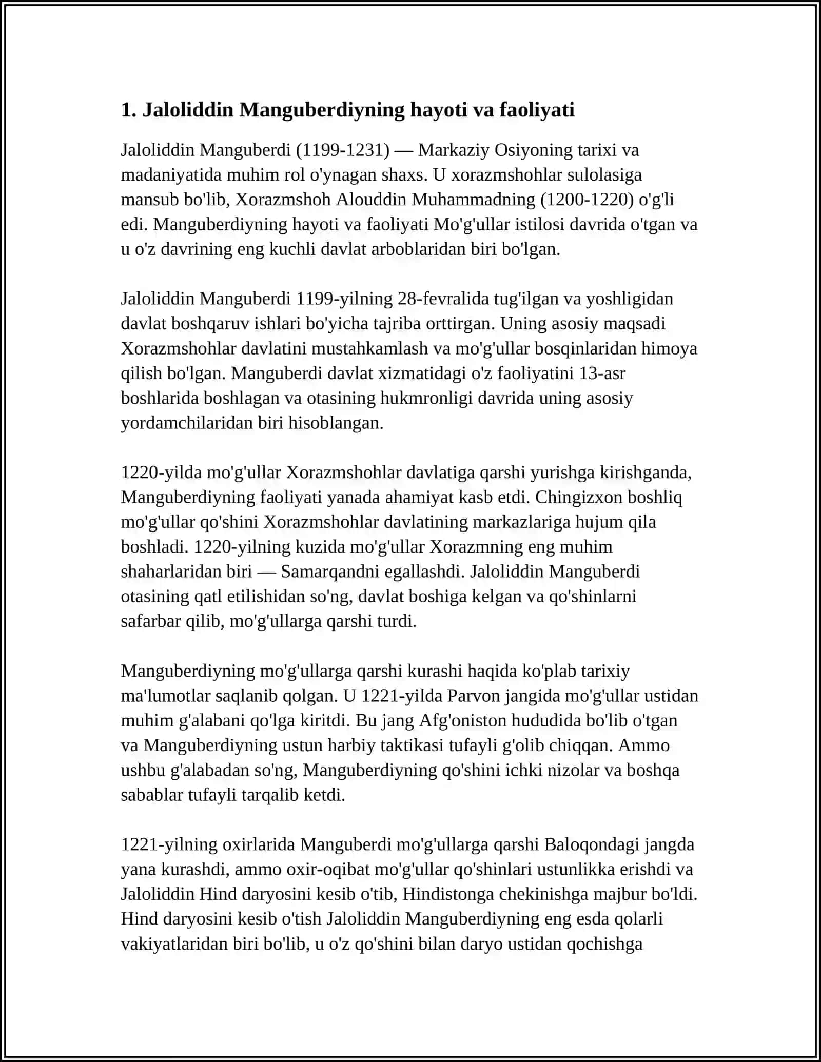 JALOLIDDIN MANGUBERDI - VATAN HIMOYACHISI 3